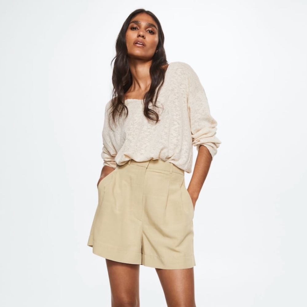 BRAND NEW Mango khaki beige high waisted shorts